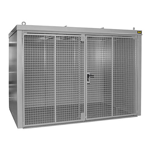 Gasflaschencontainer BAUER GFC-B M4, B 1570 x T 3120 x H 2295, für 60 Gasflaschen, feuerbeständig, abschließbar, grau