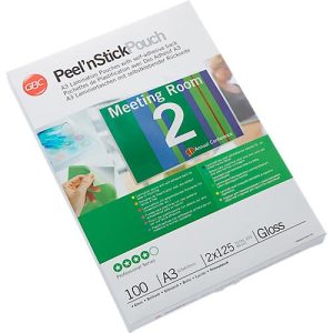 GBC® Laminierfolien Peel`nStick Pouch, selbstklebend, DIN A3, 100 Stück
