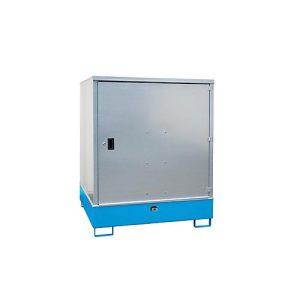 Gefahrstoffschrank BAUER GS-3, Stahlblech, unterfahrbar, für 4 x 200 l Fässer, B 1475 x T 1460 x H 1805 mm, blau Gefahrstoffschrank BAUER GS-3, Stahlblech, unterfahrbar, für 4 x 200 l Fässer, B 1475 x T 1460 x H 1805 mm, blau