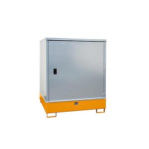 Gefahrstoffschrank BAUER GS-3, Stahlblech, unterfahrbar, für 4 x 200 l Fässer, B 1475 x T 1460 x H 1805 mm, orange Gefahrstoffschrank BAUER GS-3, Stahlblech, unterfahrbar, für 4 x 200 l Fässer, B 1475 x T 1460 x H 1805 mm, orange