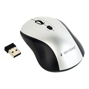 Gembird MUSW-4B-02-BS – Maus – 2.4 GHz – Schwarz/Silber