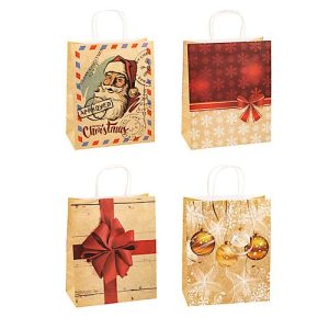 Geschenktüten Weihnachten TSI Serie 4, 4 verschiedene Motive, groß, B 260 x T 135 x H 320 mm, 100 % recycelbar, Kraftpapier, beige-rot, 12 Stück Geschenktüten Weihnachten TSI Serie 4, 4 verschiedene Motive, groß, B 260 x T 135 x H 320 mm, 100 % recycelbar, Kraftpapier, beige-rot, 12 Stück