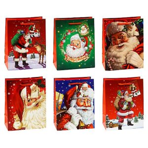 Geschenktüten Weihnachten TSI Serie 5, 6 verschiedene Motive, Kordel & Beschriftungsschild, medium, B 180 x T 100 x H 230 mm, Papier, farbig, 12 Stück Geschenktüten Weihnachten TSI Serie 5, 6 verschiedene Motive, Kordel & Beschriftungsschild, medium, B 180 x T 100 x H 230 mm, Papier, farbig, 12 Stück
