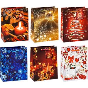 Geschenktüten Weihnachten TSI Serie 8, 6 verschiedene Motive, mit Griffkordel, medium, B 180 x T 100 x H 230 mm, farbsortiert, 12 Stück Geschenktüten Weihnachten TSI Serie 8, 6 verschiedene Motive, mit Griffkordel, medium, B 180 x T 100 x H 230 mm, farbsortiert, 12 Stück