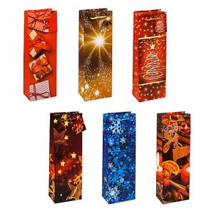 Geschenktüten Weihnachten TSI Serie 8, für Flaschen, 6 verschiedene Motive, mit Griffkordel, B 120 x T 80 x H 360 mm, farbsortiert, 12 Stück Geschenktüten Weihnachten TSI Serie 8, für Flaschen, 6 verschiedene Motive, mit Griffkordel, B 120 x T 80 x H 360 mm, farbsortiert, 12 Stück
