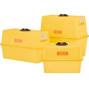 GFK-Fass, kastenförmig, glasfaserverstärkter Kunststoff, Dom mit Schraubdeckel ø 190 mm, gelb, B 570 x T 870 x H 570 mm, 200 l GFK-Fass, kastenförmig, glasfaserverstärkter Kunststoff, Dom mit Schraubdeckel ø 190 mm, gelb, B 570 x T 870 x H 570 mm, 200 l