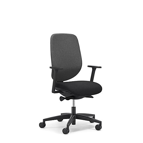 Giroflex Bürostuhl 353, mit Armlehnen, Auto-Synchronmechanik, Muldensitz, grau/schwarz