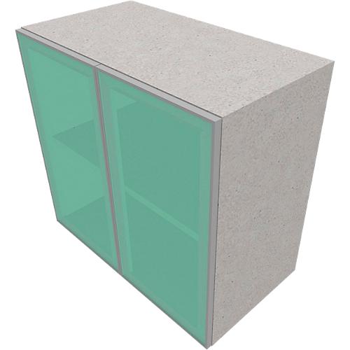 Glastürenschrank SOLUS PLAY, 2 Ordnerhöhen, grifflos, satiniert, B 800 x T 440 x H 748 mm, Ceramic grey