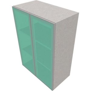 Glastürenschrank SOLUS PLAY, 3 Ordnerhöhen, grifflos, satiniert, B 800 x T 440 x H 1122 mm, Ceramic grey
