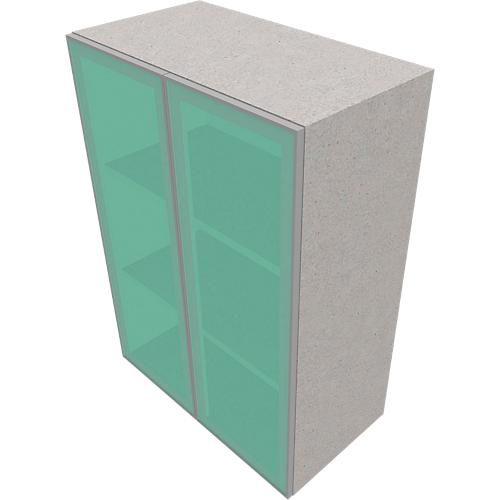 Glastürenschrank SOLUS PLAY, 3 Ordnerhöhen, grifflos, satiniert, B 800 x T 440 x H 1122 mm, Ceramic grey