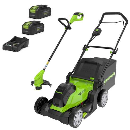 Greenworks G48LM41ST25K2X - Set Akku-Rasenmäher + Akku-Rasentrimmer- 48V - 2x 24V/2Ah