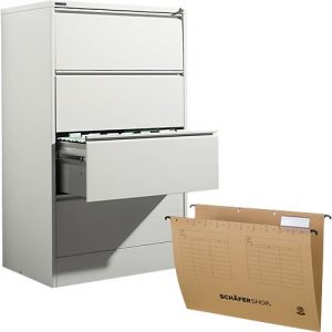 Hängeregistraturschrank + Hängemappen 50 Stück, gratis Hängeregistraturschrank + Hängemappen 50 Stück, gratis