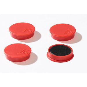 Haftmagnete, Ø 40 mm, Haftkraft ca. 1200 g, 4 Stück, rot Haftmagnete, Ø 40 mm, Haftkraft ca. 1200 g, 4 Stück, rot