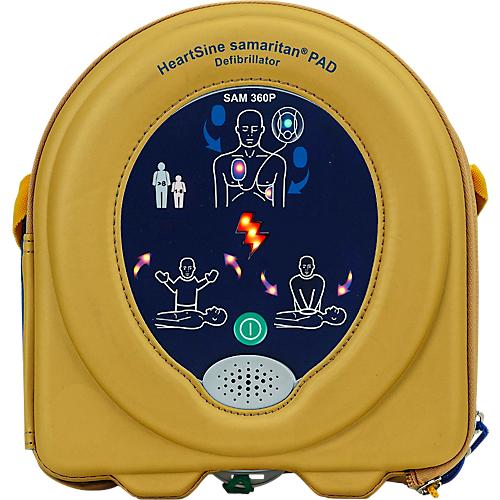 HeartSine SAM360P Defibrillator, AED, für den Innenbereich, mit automatischer Schockauslösung, mit Alarm, 4 Jahre Allgefahren-Zusatzversicherung, im Acrylglaswandkasten