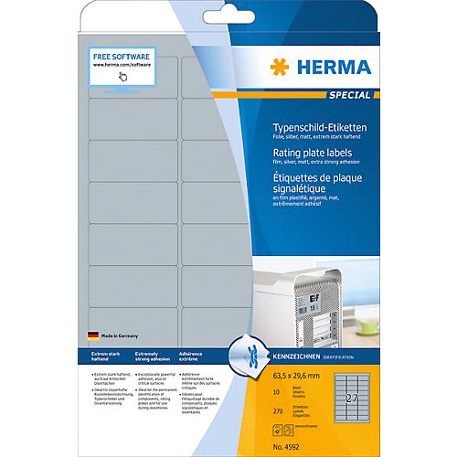 Herma Etiketten Nr. 4592 aus matter Polyesterfolie, 270 Etiketten, 10 Bogen