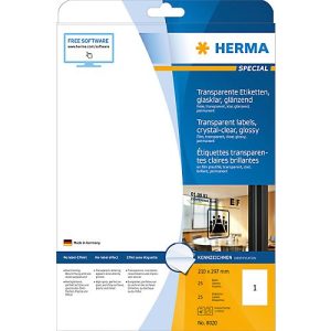 Herma glänzende Folien-Etiketten Nr. 8020 auf DIN 4-Blättern, 25 Etiketten, 25 Bogen Herma glänzende Folien-Etiketten Nr. 8020 auf DIN 4-Blättern, 25 Etiketten, 25 Bogen