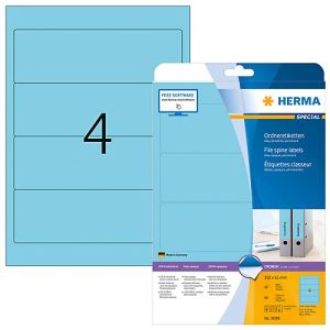 Herma Ordneretiketten A4, 192 mm, permanent haftend/bedruckbar, 80 Stück, blau Herma Ordneretiketten A4, 192 mm, permanent haftend/bedruckbar, 80 Stück, blau