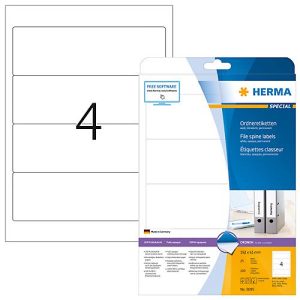 Herma Ordneretiketten A4, 192 x 61 mm, permanent haftend/bedruckbar, 100 Stück, weiß Herma Ordneretiketten A4, 192 x 61 mm, permanent haftend/bedruckbar, 100 Stück, weiß