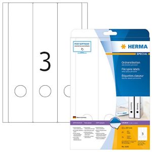 Herma Ordneretiketten A4, 297 x 61 mm, permanent haftend/bedruckbar, 75 Stück, weiß Herma Ordneretiketten A4, 297 x 61 mm, permanent haftend/bedruckbar, 75 Stück, weiß