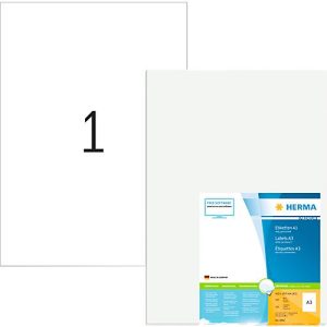 Herma Premium-Adressetiketten Nr. 8692, 297 x 420 mm, selbstklebend, permanenthaftend, bedruckbar, Papier, weiß, 100 Stück auf 100 Blatt Herma Premium-Adressetiketten Nr. 8692, 297 x 420 mm, selbstklebend, permanenthaftend, bedruckbar, Papier, weiß, 100 Stück auf 100 Blatt