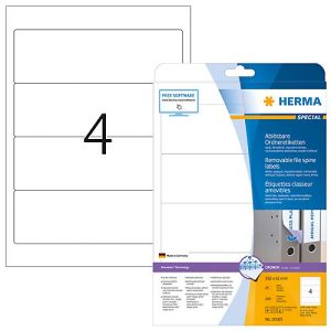 HERMA Rückenschild, A4, Rückenbreite 61 mm, ablösbar, 100 Stück, weiß HERMA Rückenschild, A4, Rückenbreite 61 mm, ablösbar, 100 Stück, weiß