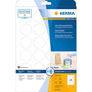 Herma Verschluss-Etiketten Nr. 4236 auf DIN A4-Blättern, 600 Etiketten, 25 Bogen Herma Verschluss-Etiketten Nr. 4236 auf DIN A4-Blättern, 600 Etiketten, 25 Bogen