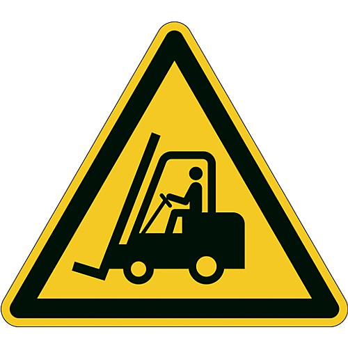 Hinweisschild Durable, dreieckig, für den Innenbereich, Motiv „Warnung vor Flurförderzeugen“, EN ISO 7010, selbstklebend, schwarz-gelb, 1 Stück