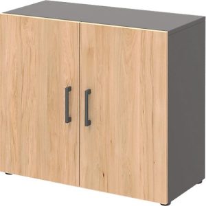 Home Office Aktenschrank TEMPIO, aus Holz, 2 Türen, 2 OH, B 800 x T 340 x H 720 mm, anthrazit/Hickory Eiche Home Office Aktenschrank TEMPIO, aus Holz, 2 Türen, 2 OH, B 800 x T 340 x H 720 mm, anthrazit/Hickory Eiche