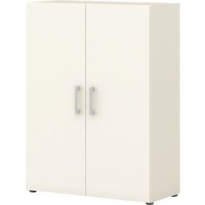 Home Office Aktenschrank TEMPIO, aus Holz, 2 Türen, 3 OH, B 800 x T 340 x H 1070 mm, weiß/weiß
