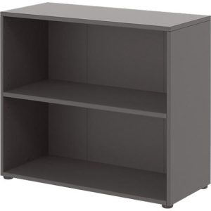 Home Office Regal TEMPIO, aus Holz, 2 Fächer, 2 OH, B 800 x T 340 x H 720 mm, anthrazit