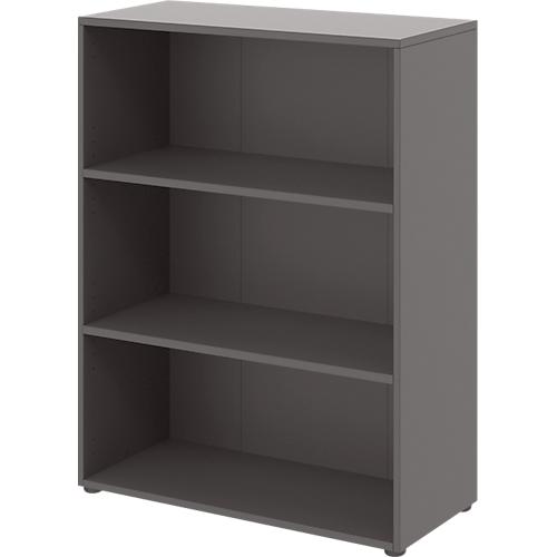 Home Office Regal TEMPIO, aus Holz, 3 Fächer, 3 OH, B 800 x T 340 x H 1070 mm, anthrazit