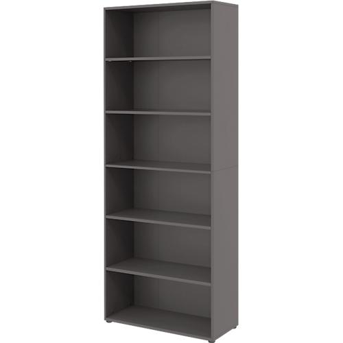Home Office Regal TEMPIO, aus Holz, 6 Fächer, 6 OH, B 800 x T 340 x H 2130 mm, anthrazit