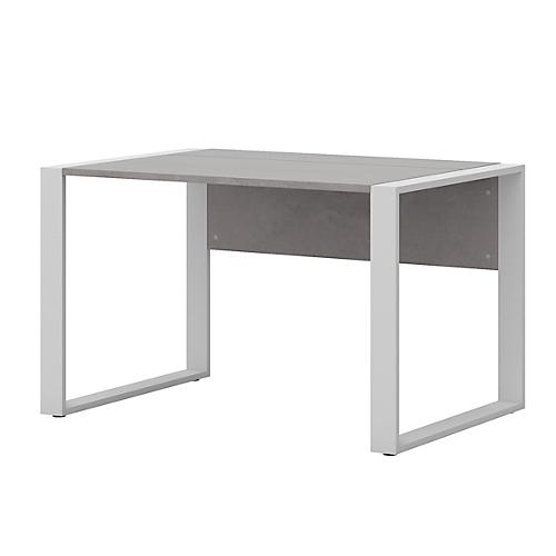 Home Office Schreibtisch TEMPIO, Rechteck, Kufen, B 1500 x T 800 x H 740 mm, beton/weiß + Kabelführungsbügel