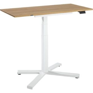 Home Office Tisch, elektrisch höhenverstellbar, Rechteck, Fußkreuz, B 1150 x T 550 x H 1100-640 mm, Hickory-Eiche/weiß + Memory-Bedienpanel Home Office Tisch, elektrisch höhenverstellbar, Rechteck, Fußkreuz, B 1150 x T 550 x H 1100-640 mm, Hickory-Eiche/weiß + Memory-Bedienpanel