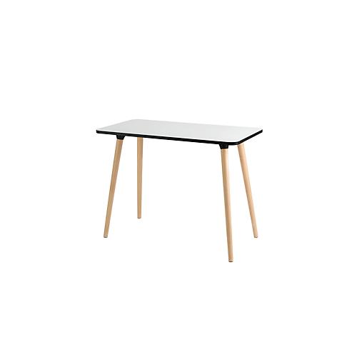 Home Office Tisch, Rechteck, 4-Fuß Gestell aus Massivholz, B 1140 x T 600 x H 750 mm, weiß/Buche