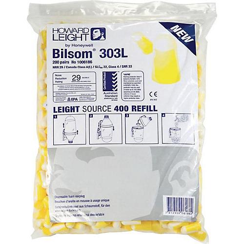 HONEYWELL Howard Leight Gehörschutzstöpsel Bilsom 303L, EN 352-2, SNR 32 dB, Nachfüllpack 200 Paar, Polyurethan, weiß/gelb