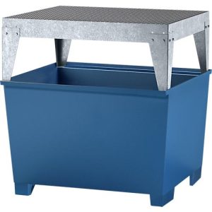 IBC-Station ASECOS, Stahl, mit Abfüllbock u. Staplerschuhen, 1000 l Auffangvolumen, B 1350 x T 1300 x H 1390, lackiert IBC-Station ASECOS, Stahl, mit Abfüllbock u. Staplerschuhen, 1000 l Auffangvolumen, B 1350 x T 1300 x H 1390, lackiert
