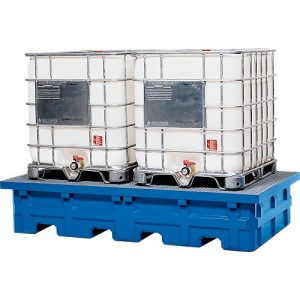 IBC-Station, Volumen 2000 l, bis 4000 kg, unterfahrbar, mit verzinktem Gitterrost, Polyethylen, blau, B 2530 x T 1320 x H 580 mm IBC-Station, Volumen 2000 l, bis 4000 kg, unterfahrbar, mit verzinktem Gitterrost, Polyethylen, blau, B 2530 x T 1320 x H 580 mm
