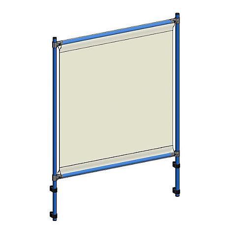 Infektionsschutzrahmen 5901 für fetra Transportgeräte, Stahlrohr/PVC-Folie, brillantblau RAL 5007/glasklar, L 1060 x B 49 x H 1410 mm