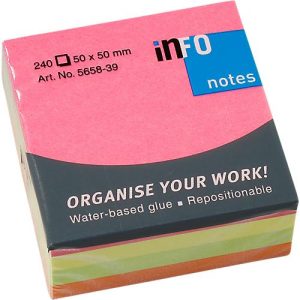 INFO Haftnotizen Brillant, 50 mm x 50 mm, 1 x 240 Blatt, gelb, orange, grün, pink INFO Haftnotizen Brillant, 50 mm x 50 mm, 1 x 240 Blatt, gelb, orange, grün, pink