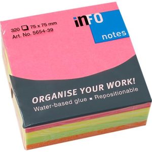 INFO Haftnotizen Brillant, 75 mm x 75 mm, 1 x 320 Blatt, gelb, orange, grün, pink INFO Haftnotizen Brillant, 75 mm x 75 mm, 1 x 320 Blatt, gelb, orange, grün, pink