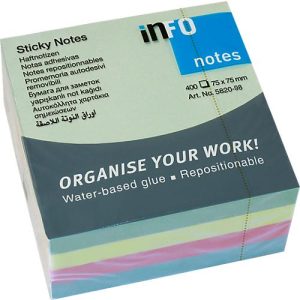 INFO Haftnotizen Brillant, 75 mm x 75 mm, 1 x 400 Blatt, pastellgrün, gelb, blau, rosa INFO Haftnotizen Brillant, 75 mm x 75 mm, 1 x 400 Blatt, pastellgrün, gelb, blau, rosa