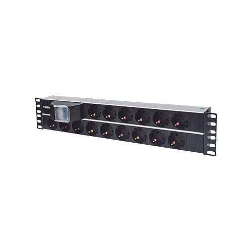 Intellinet 19'' 2U Rackmount 15-Way Power Strip - German Type'', With Double Air Switch, 3m Power Cord - Steckdosenleiste'