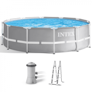 Intex Prisma Frame 26716NP – Ø366×99 cm – Aufstellpool rund + Filterpumpe und Leiter