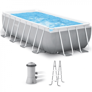 Intex Prisma Frame 26790NP – 400x200x122 cm – Aufstellpool + Filterpumpe und Poolleiter