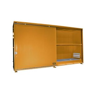 Isolierter Regalcontainer BAUER CEH 59-2 IBC, Stahl, Schiebetor, B 6440 x T 1550 x H 3510 mm, orange Isolierter Regalcontainer BAUER CEH 59-2 IBC, Stahl, Schiebetor, B 6440 x T 1550 x H 3510 mm, orange