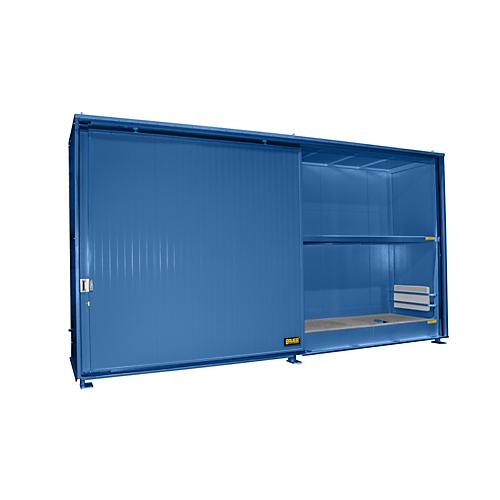 Isolierter Regalcontainer BAUER CEH 59-2, Stahl, Schiebetor, B 6440 x T 1550 x H 3030 mm, blau