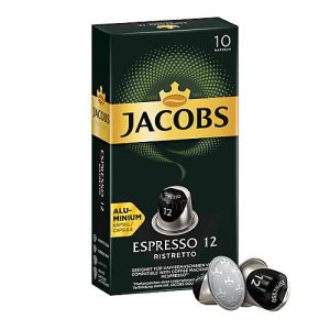 Jacobs Professional Espresso 12 Ristretto Kaffeekapseln, Röstkaffee, 10 x 52 g, Nespresso®-kompatibel, gemahlen Jacobs Professional Espresso 12 Ristretto Kaffeekapseln, Röstkaffee, 10 x 52 g, Nespresso®-kompatibel, gemahlen