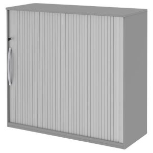 Jalousien-Anbauschrank BARI, 4 Böden, rechts öffnend, Schloss & Mitteltrennw., B 1200 x T 430 x H 1117 mm, mittelgrau