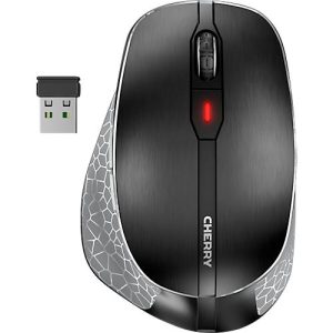 Kabellose Cherry Maus MW 8C ERGO, 6 Tasten, bis 3000 dpi, wiederaufladbar via USB-C, Rechtshänder, schwarz Kabellose Cherry Maus MW 8C ERGO, 6 Tasten, bis 3000 dpi, wiederaufladbar via USB-C, Rechtshänder, schwarz